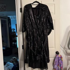 26/28 Lane Bryant black sequin 3/4 sleeve dress
